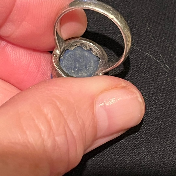 Silver ring blue stone with speckles 925 sterling - Picture 4 of 9